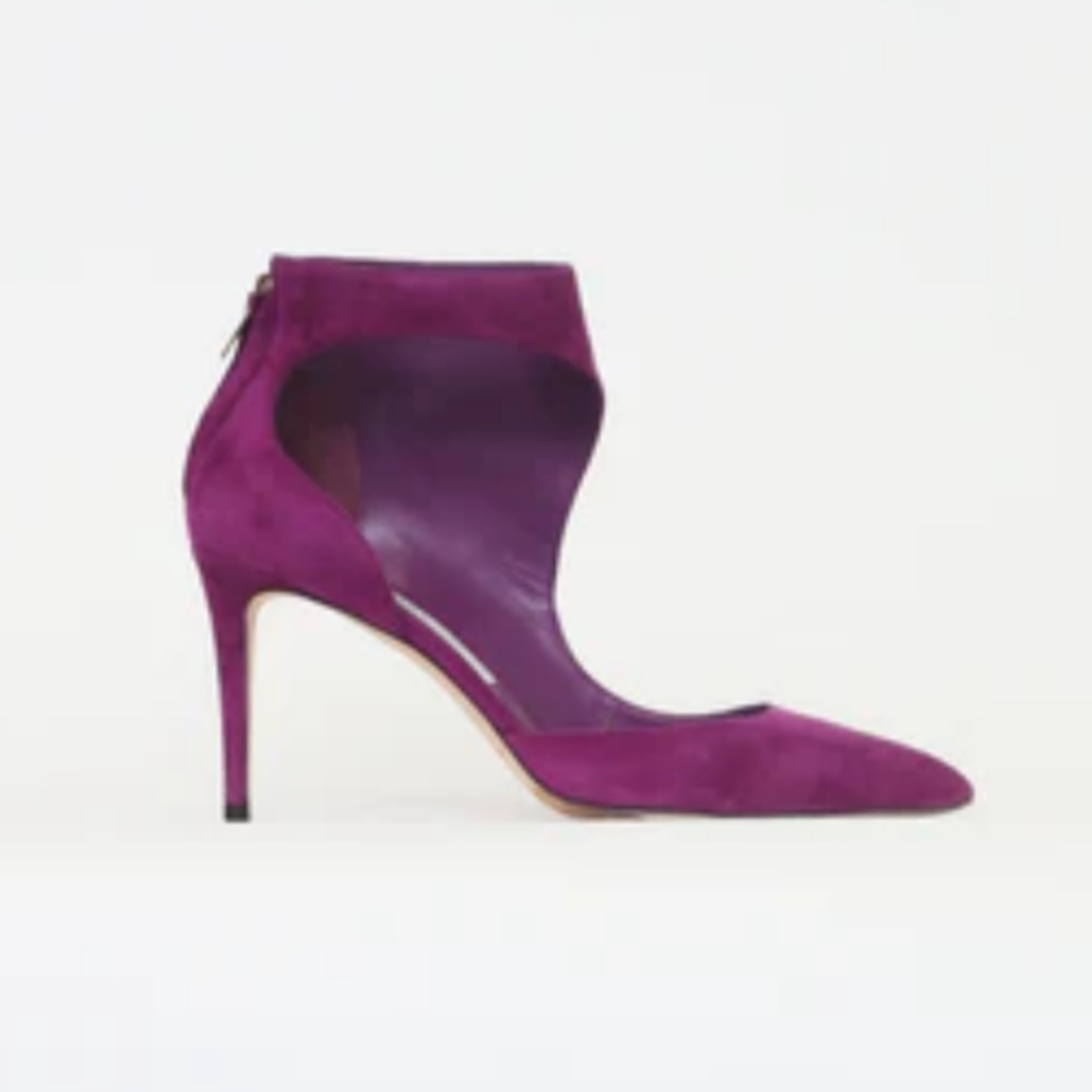 Jimmy Choo Taria 85 Madeline fuchsia cut out suede heeled booties 40.5 $825 - Picture 11 of 11
